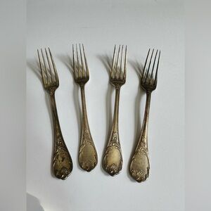 Antique Christofle Marly Embossed Scroll Dinner Forks - Set of 4